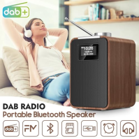 Wholede DAB Plus rádio s Bluetooth, DAB rádio s 2000mAh baterií, DAB+/FM retro dřevěné digitální rádio budík s dvojitým alarmem 